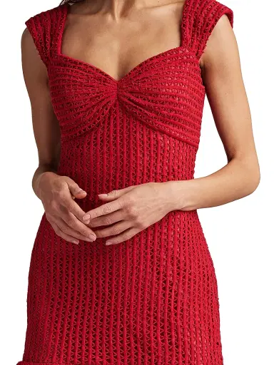 Tadashi Shoji Women's Crocheted Sweetheart Minidress - Rouge - Size 10 | Thumbnail 6