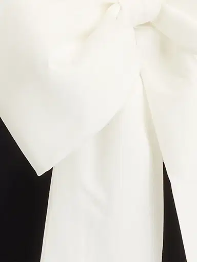 Tadashi Shoji Women's Mixed-Media Bow Gown - White Black - Size 14 | Thumbnail 6