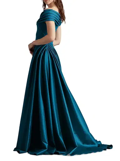 Tadashi Shoji Women's Elysian Draped Overlay Train Gown | Thumbnail 3