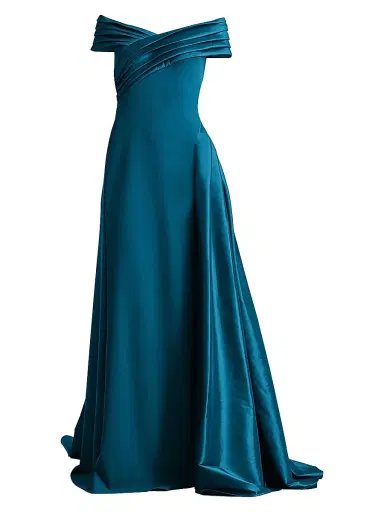 Tadashi Shoji Women's Elysian Draped Overlay Train Gown | Thumbnail 1