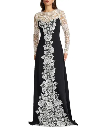 Tadashi Shoji Women's Kalico Embroidered Illusion Gown | Thumbnail 2 Tadashi Shoji Women's Kalico Embroidered Illusion Gown | Thumbnail 2