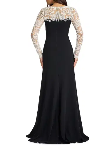 Tadashi Shoji Women's Kalico Embroidered Illusion Gown | Thumbnail 4 Tadashi Shoji Women's Kalico Embroidered Illusion Gown | Thumbnail 4