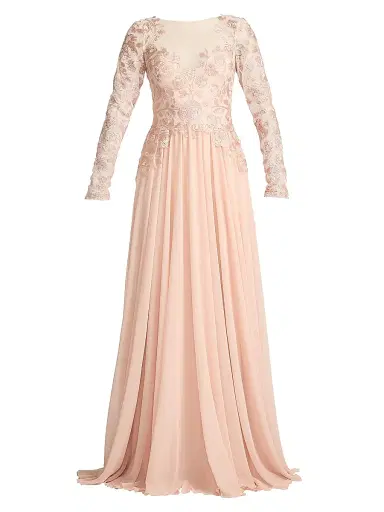Tadashi Shoji Women's Lace-Embroidered Pleated Gown - Pale Pink - Size 16 | Thumbnail 1