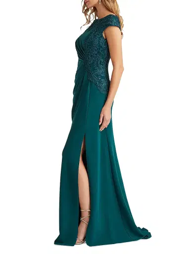 Tadashi Shoji Women's Lace-Trim Ruched Gown - Tea Leaf - Size 16 | Thumbnail 3 Tadashi Shoji Women's Lace-Trim Ruched Gown - Tea Leaf - Size 16 | Thumbnail 3