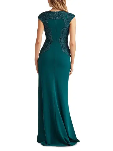 Tadashi Shoji Women's Lace-Trim Ruched Gown - Tea Leaf - Size 16 | Thumbnail 4 Tadashi Shoji Women's Lace-Trim Ruched Gown - Tea Leaf - Size 16 | Thumbnail 4