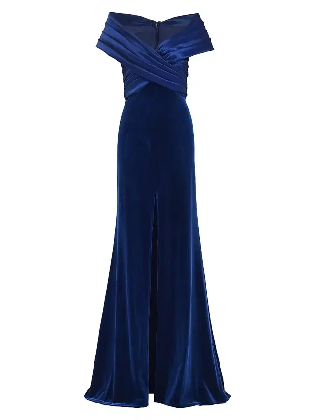 Tadashi Shoji Women's Velvet Off-The-Shoulder Gown - Navy