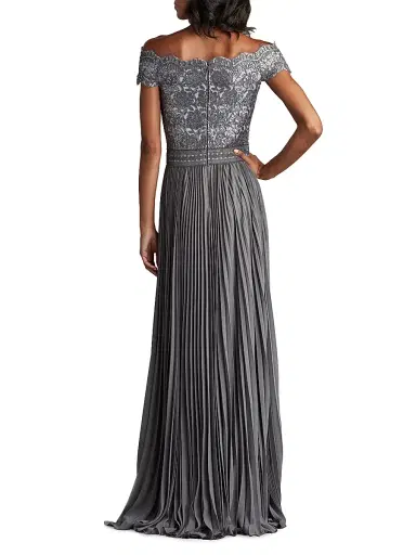 Tadashi Shoji Women's Sequined Lace Off-The-Shoulder Gown - Mist | Thumbnail 4 Tadashi Shoji Women's Sequined Lace Off-The-Shoulder Gown - Mist | Thumbnail 4
