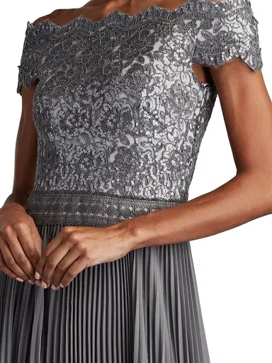 Tadashi Shoji Women's Sequined Lace Off-The-Shoulder Gown - Mist | Thumbnail 5 Tadashi Shoji Women's Sequined Lace Off-The-Shoulder Gown - Mist | Thumbnail 5