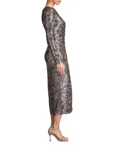 Sho by Tadashi Shoji Women's Sequined One-Shoulder Midi Dress - Leopard - Size Small | Thumbnail 4