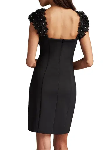 Tadashi Shoji Women's Floral-Appliquéd Minidress - Black - Size 14 | Thumbnail 5 Tadashi Shoji Women's Floral-Appliquéd Minidress - Black - Size 14 | Thumbnail 5