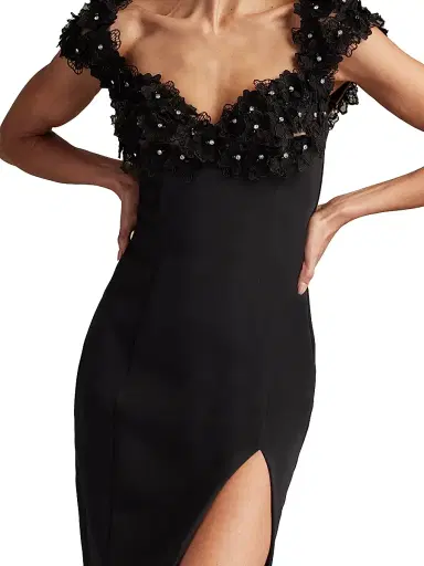Tadashi Shoji Women's Floral-Appliquéd Minidress - Black - Size 14 | Thumbnail 6 Tadashi Shoji Women's Floral-Appliquéd Minidress - Black - Size 14 | Thumbnail 6