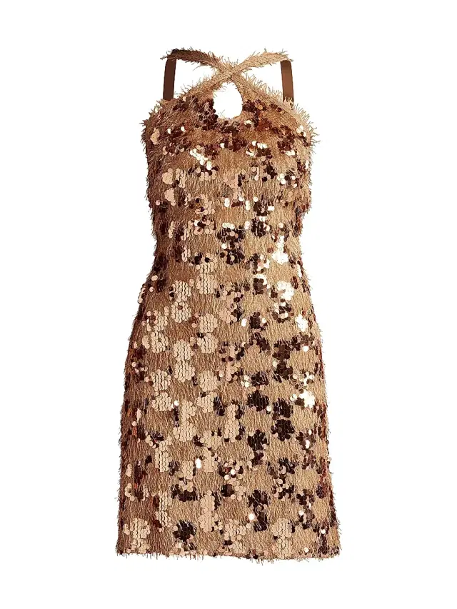 Women's Sequined Crisscross Minidress - Golden