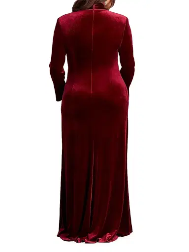 Tadashi Shoji Women's Plus Velvet Ruffle-Front Gown | Thumbnail 3