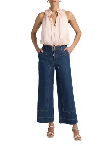 Cinq à Sept Women's Lucianna Ruffled Collar Bubble Top - Rosy Cloud - Size XL | Thumbnail 2 Cinq à Sept Women's Lucianna Ruffled Collar Bubble Top - Rosy Cloud - Size XL | Thumbnail 2