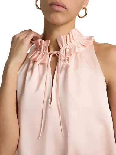 Cinq à Sept Women's Lucianna Ruffled Collar Bubble Top - Rosy Cloud - Size XL | Thumbnail 6 Cinq à Sept Women's Lucianna Ruffled Collar Bubble Top - Rosy Cloud - Size XL | Thumbnail 6