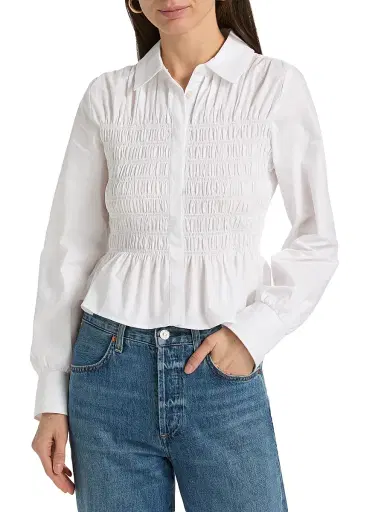 RAILS Women's Bradshaw Smocked Cotton Poplin Shirt | Thumbnail 3 RAILS Women's Bradshaw Smocked Cotton Poplin Shirt | Thumbnail 3