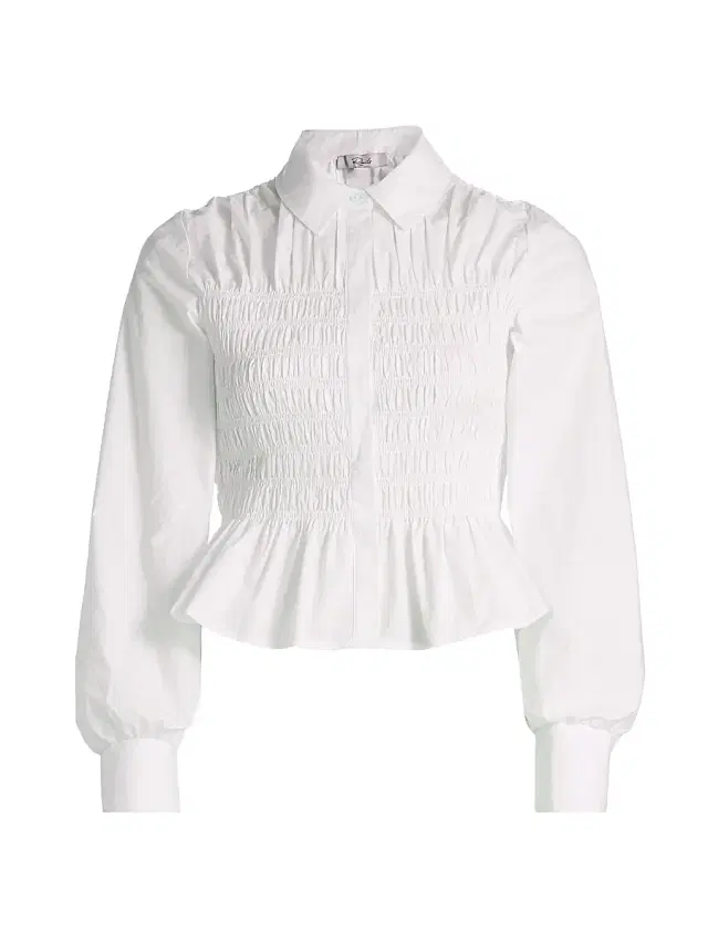 Rails Women's Bradshaw Smocked Cotton Poplin Shirt - White