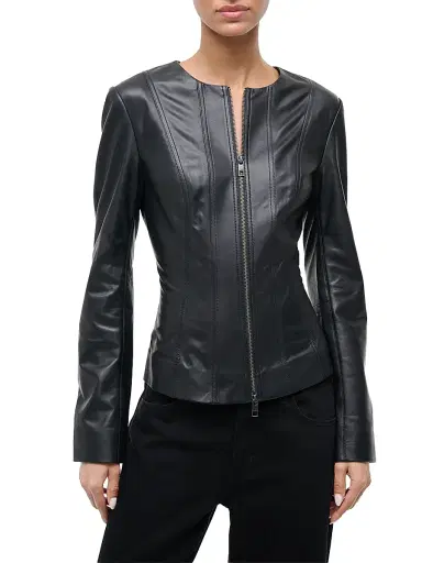 Staud Women's Wells Leather Jacket | Thumbnail 2 Staud Women's Wells Leather Jacket | Thumbnail 2