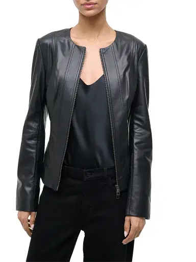 Staud Women's Wells Leather Jacket | Thumbnail 4 Staud Women's Wells Leather Jacket | Thumbnail 4