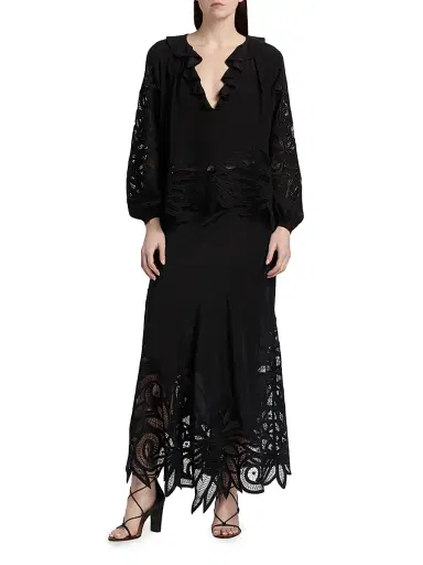 Ulla Johnson Women's Adonis Silk Puff-Sleeve Blouse - Noir - Size 6 | Thumbnail 2