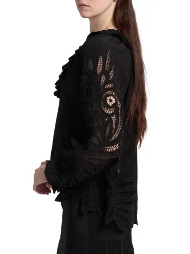 Ulla Johnson Women's Adonis Silk Puff-Sleeve Blouse - Noir - Size 6 | Thumbnail 4