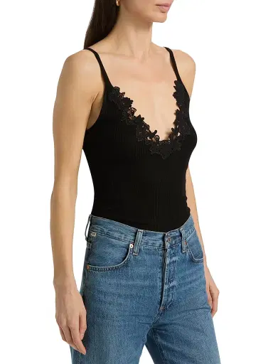 Ulla Johnson Women's Ainsley Lace-Trim Rib-Knit Cami | Thumbnail 4 Ulla Johnson Women's Ainsley Lace-Trim Rib-Knit Cami | Thumbnail 4