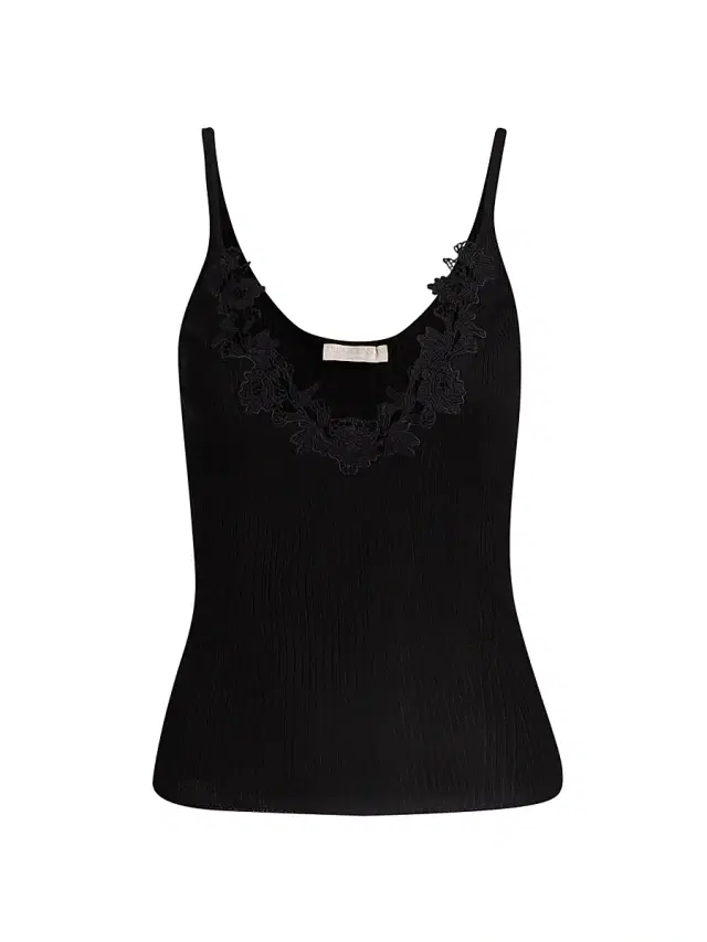 Women's Ainsley Lace-Trim Rib-Knit Cami - Noir