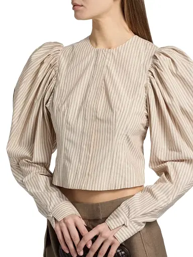 Ronny Kobo Women's Jiani Striped Cotton Top - Marble - Size Medium | Thumbnail 6