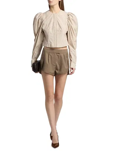 Ronny Kobo Women's Liam Pleated Shorts - Mink - Size Large | Thumbnail 2 Ronny Kobo Women's Liam Pleated Shorts - Mink - Size Large | Thumbnail 2