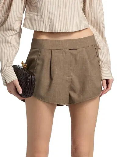 Ronny Kobo Women's Liam Pleated Shorts - Mink - Size Large | Thumbnail 3 Ronny Kobo Women's Liam Pleated Shorts - Mink - Size Large | Thumbnail 3