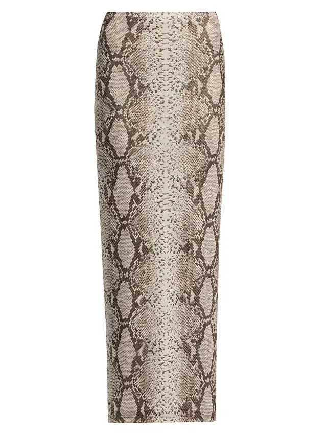 Ronny Kobo Women's Azana Snakeskin-Print Maxi Skirt - Snake Print Natural Multi