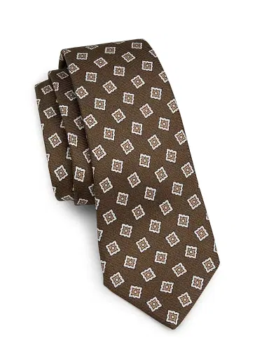 Kiton Men's Medallion-Print Silk Tie - Brown | Thumbnail 1 Kiton Men's Medallion-Print Silk Tie - Brown | Thumbnail 1
