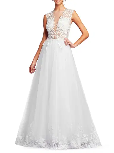 Tadashi Shoji Women's Floral-Embroidered A-Line Gown | Thumbnail 2 Tadashi Shoji Women's Floral-Embroidered A-Line Gown | Thumbnail 2