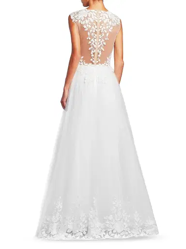Tadashi Shoji Women's Floral-Embroidered A-Line Gown | Thumbnail 3 Tadashi Shoji Women's Floral-Embroidered A-Line Gown | Thumbnail 3