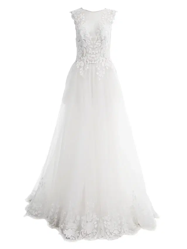 Women's Floral-Embroidered A-Line Gown