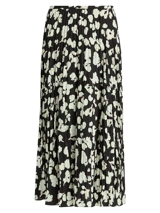 Women's Runa Twill A-Line Midi-Skirt - Black Floral
