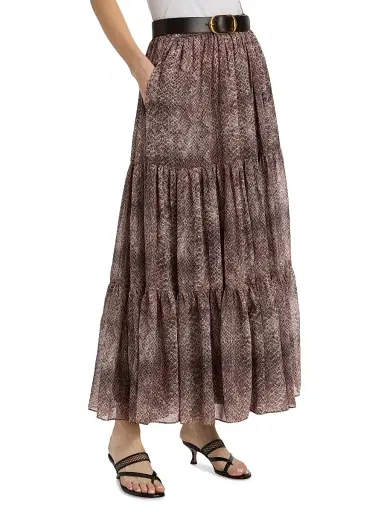 Kobi Halperin Women's Nicole Snakeskin Print Chiffon Maxi Skirt - Natural Multi - Size XL | Thumbnail 4 Kobi Halperin Women's Nicole Snakeskin Print Chiffon Maxi Skirt - Natural Multi - Size XL | Thumbnail 4