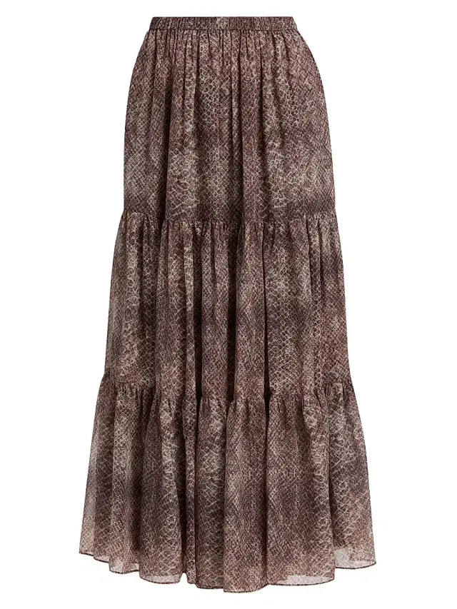 Kobi Halperin Women's Nicole Snakeskin Print Chiffon Maxi Skirt - Natural Multi