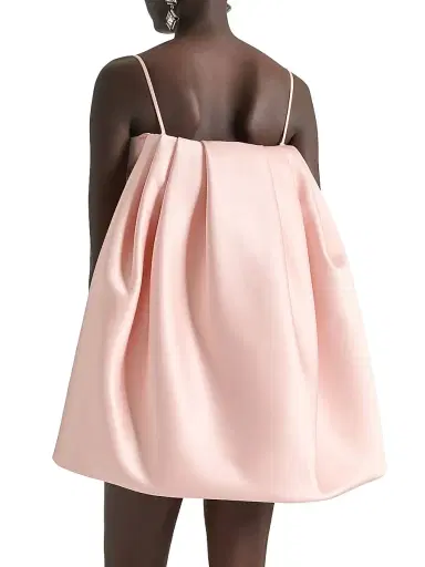 Givenchy Women's Sliced Mini Dress in Satin with Cape - Silk Pink | Thumbnail 4 Givenchy Women's Sliced Mini Dress in Satin with Cape - Silk Pink | Thumbnail 4