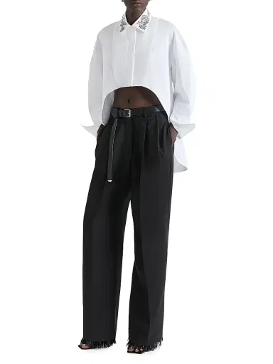 Givenchy Women's Asymmetric Shirt in Poplin with Sequins - White - Size 8 | Thumbnail 2