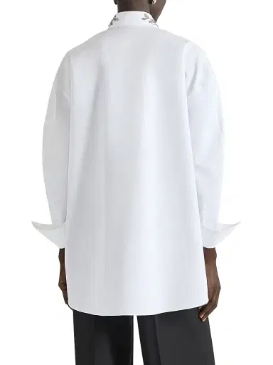Givenchy Women's Asymmetric Shirt in Poplin with Sequins - White - Size 8 | Thumbnail 4