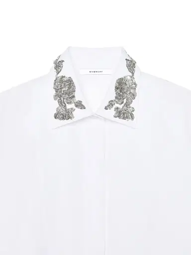 Givenchy Women's Asymmetric Shirt in Poplin with Sequins - White - Size 8 | Thumbnail 5
