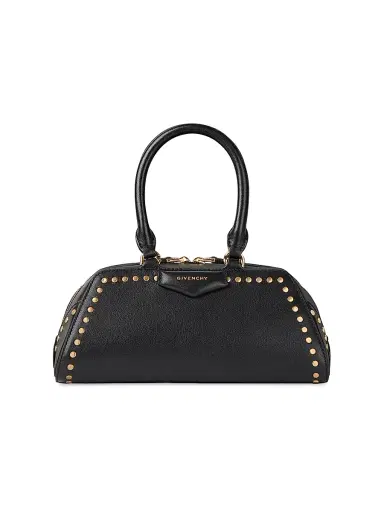 Givenchy Women's Mini Antigona East-West Top Handle Bag in Box Leather with Studs Detail - Black | Thumbnail 1 Givenchy Women's Mini Antigona East-West Top Handle Bag in Box Leather with Studs Detail - Black | Thumbnail 1
