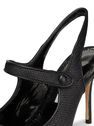 Manolo Blahnik Women's Camparisli 90MM Raffia Mary Jane Pumps - Black | Thumbnail 5 Manolo Blahnik Women's Camparisli 90MM Raffia Mary Jane Pumps - Black | Thumbnail 5