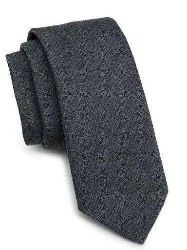 Canali Men's Silk Textured Tie - Charcoal | Thumbnail 1 Canali Men's Silk Textured Tie - Charcoal | Thumbnail 1
