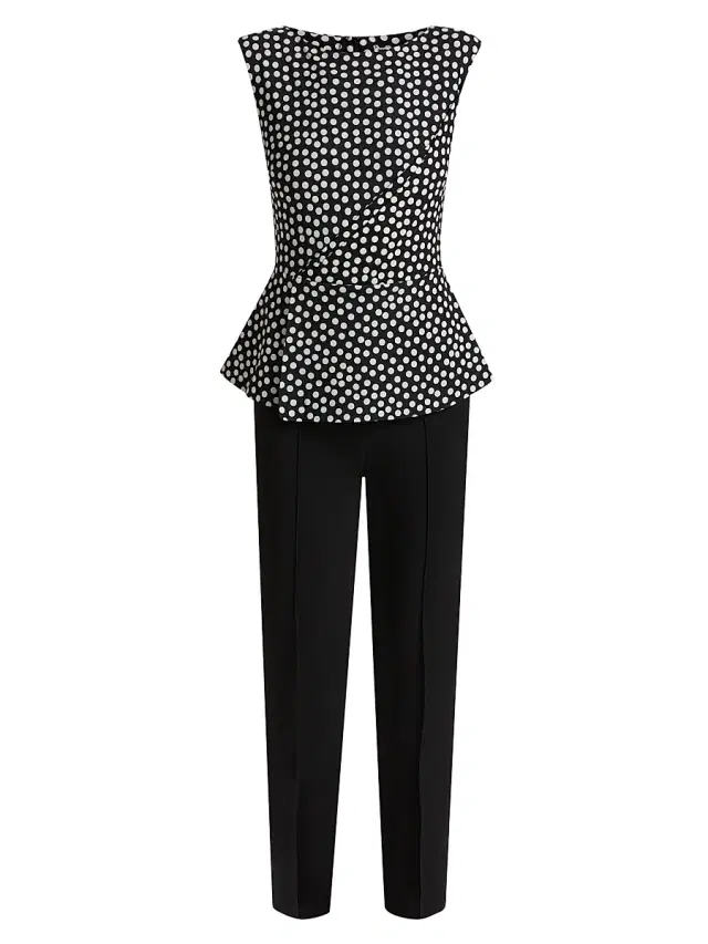 Chiara Boni La Petite Robe Women's Suzue Polka Dot Straight-Leg Jumpsuit - Bette Small Black