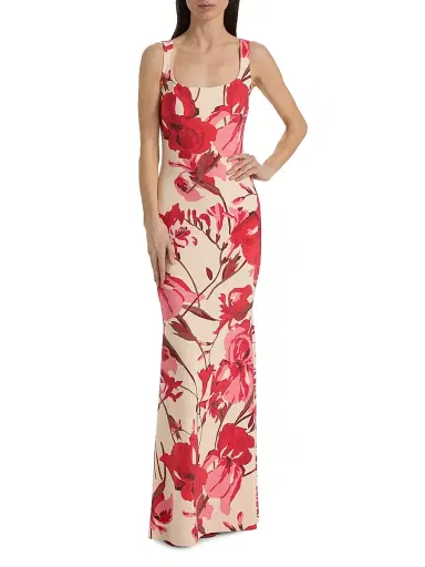Chiara Boni La Petite Robe Women's Lijia Floral Sleeveless Column Gown | Thumbnail 2