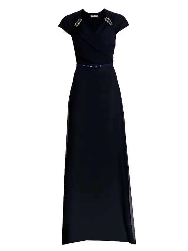 Chiara Boni La Petite Robe Women's Slavka Belted Georgette Gown - Navy