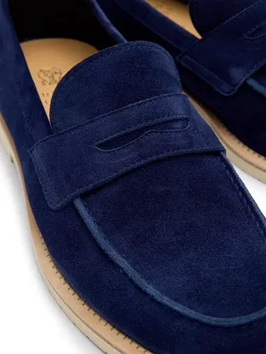 Brunello Cucinelli Men's Suede Penny Loafers - Blue | Thumbnail 11 Brunello Cucinelli Men's Suede Penny Loafers - Blue | Thumbnail 11