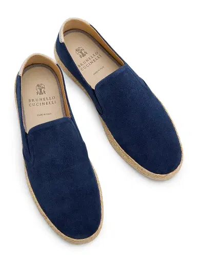 Brunello Cucinelli Men's Suede Braided-Midsole Espadrilles | Thumbnail 4 Brunello Cucinelli Men's Suede Braided-Midsole Espadrilles | Thumbnail 4